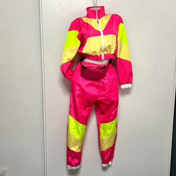 80 Colorblock Windbreaker Set Joggers Pants Set Women Size Medium - Picture 2 of 16